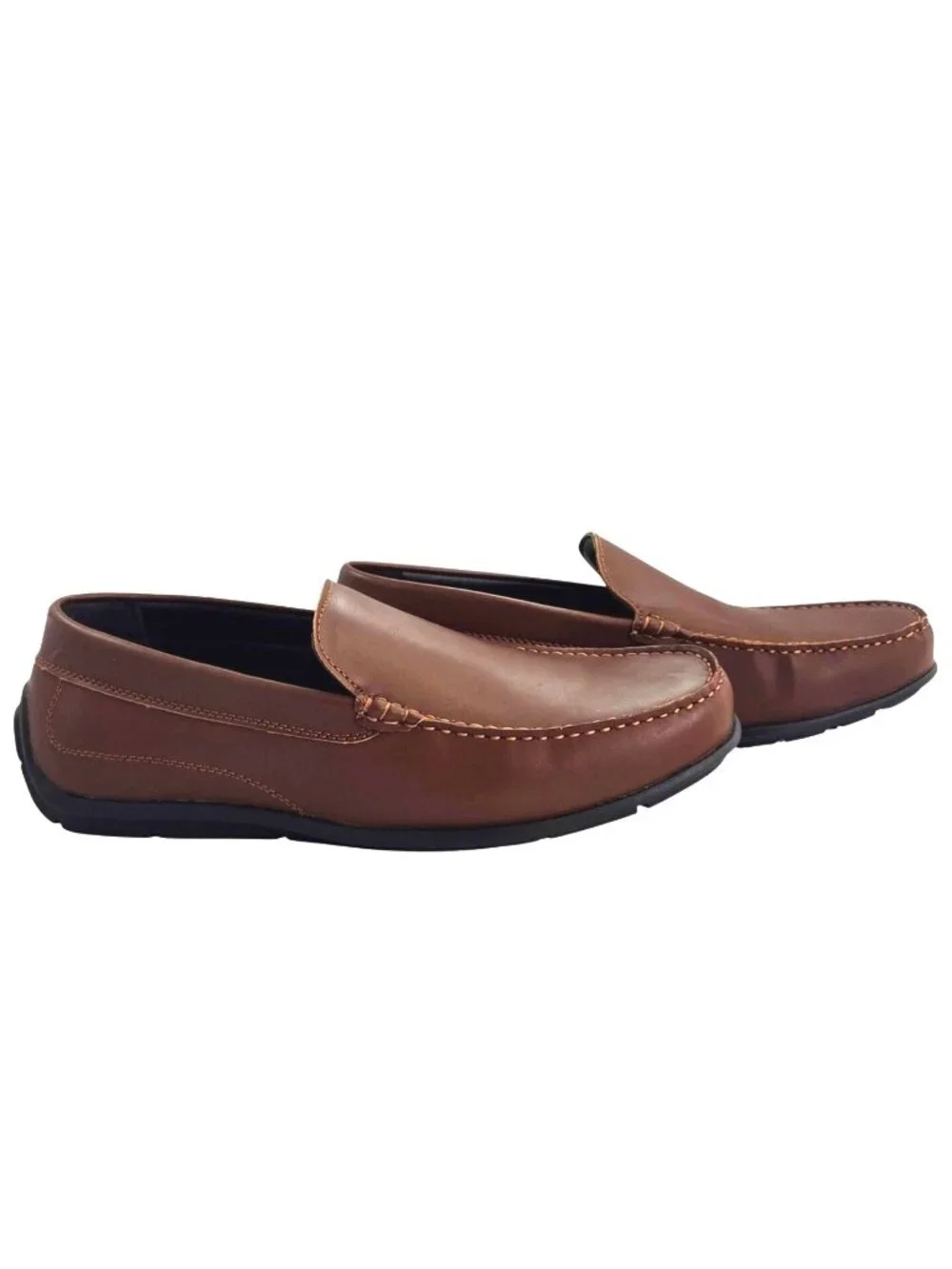 David Stone Neville Mens Cognac Brown Slip-On Loafers Size 11 D